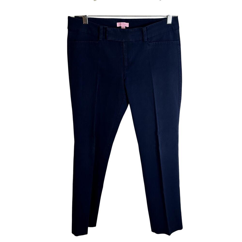 Lilly Pulitzer Leigh Stretch Trouser Womens Size 8 Navy Blue Faded